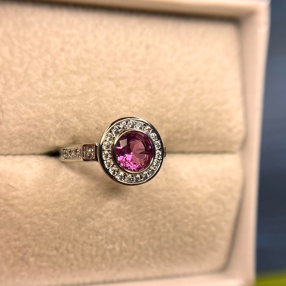 Bomb Party Kids Collection Lab Created Dark Pink Sapphire + Rhodium Plating